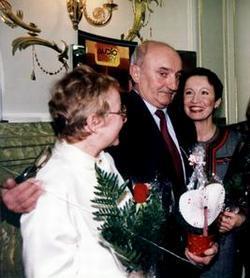Spisovatelka Markta Zinnerov, herci Hana Maciuchov a Josef Somr pi ktu. (Foto archiv AudioStory 1999)