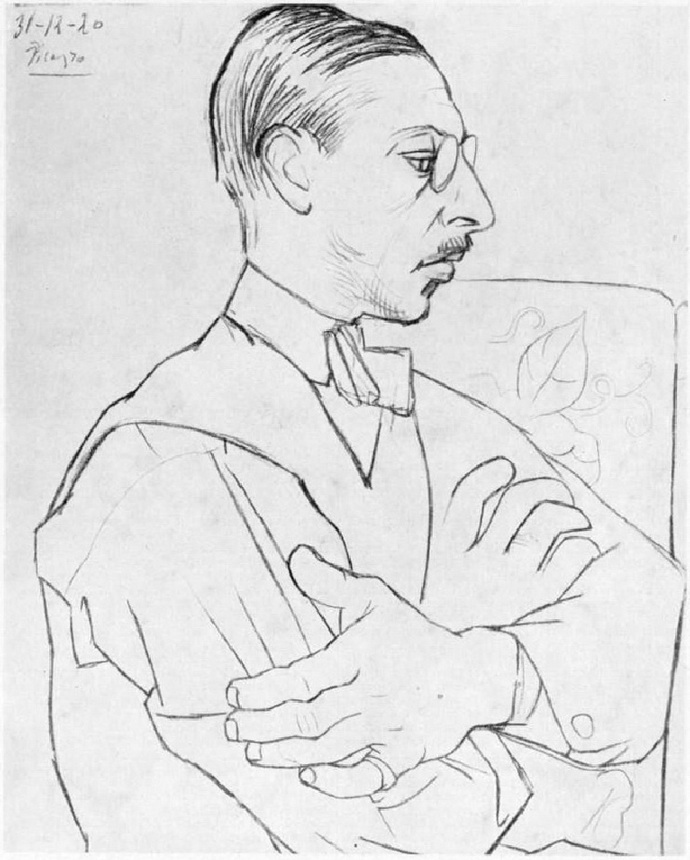 Portrt Stravinskho od Pabla Picassa z r. 1920