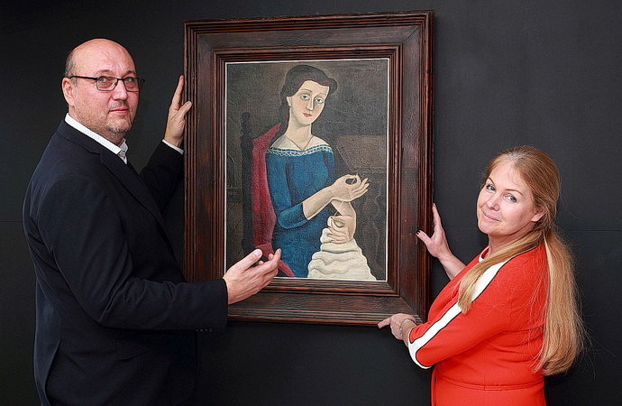Hejtmánkovi s obrazem Švadlena F. Muziky (Foto: I. Kahún)