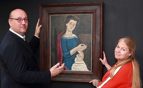 Hejtmánkovi s obrazem Švadlena F. Muziky (Foto: I. Kahún)