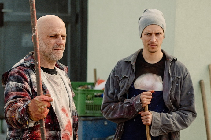 Hynek Čermák a Jan Cina při natáčení filmu
