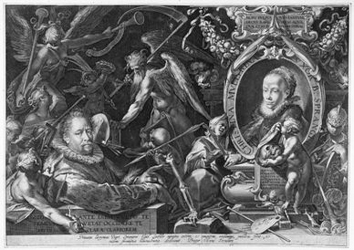 Egidius Sadeler ml., Sprangerova pocta zemel choti, 1600