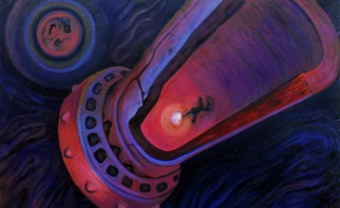 Objevitel, 90x110 cm, 2009, olej na plátně