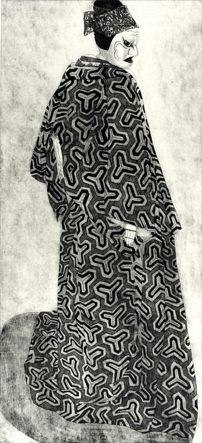 Inoue Kazuo Lady Yashio, such jehla, 110x50cm