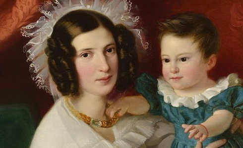 CLAROT Alexander, Portrt neznm lechtiny se synem, 1836