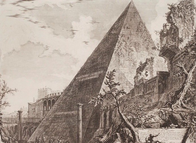Pyramida Gaia Cestia z cyklu msk veduty, 1761