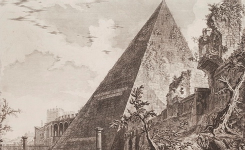 Pyramida Gaia Cestia z cyklu msk veduty, 1761