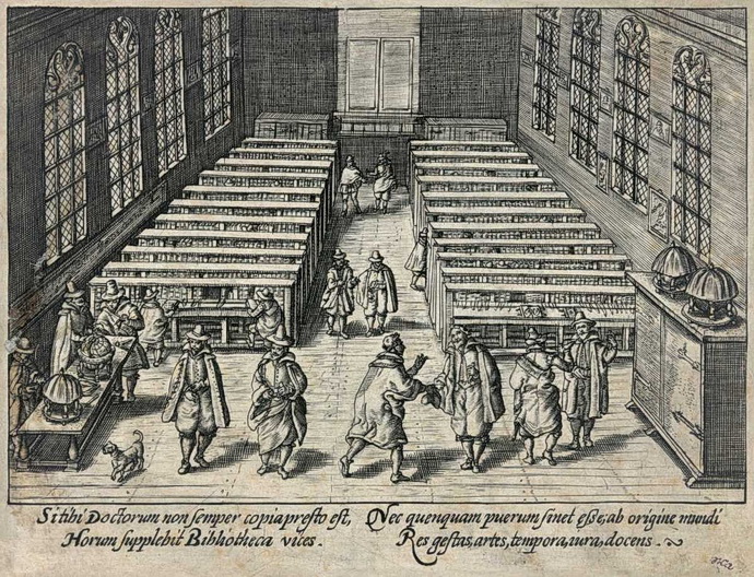 Pohled do knihovny leidensk univerzity, 17. stolet