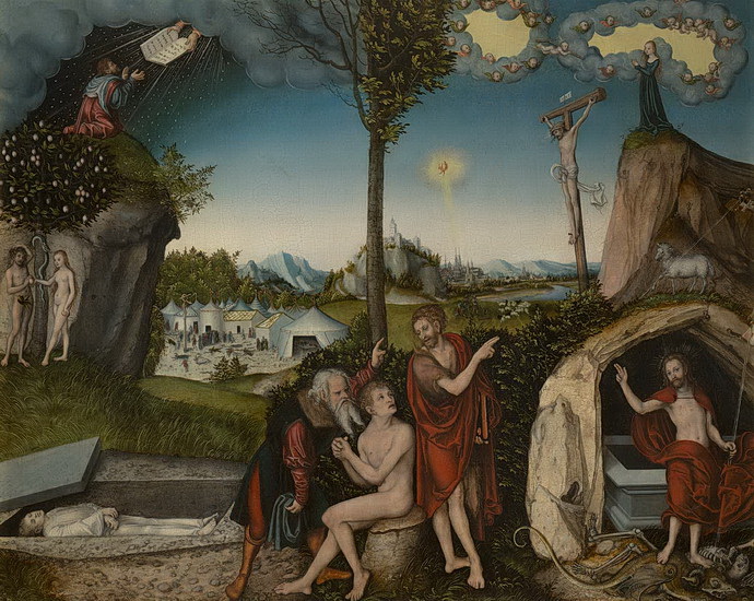 Lucas Cranach star, Zkon a milost, 1529