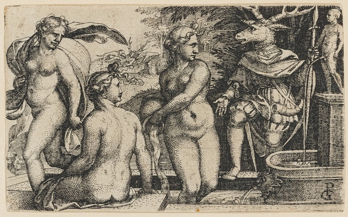 Georg Pencz - Diana a Aktaion, kolem 1533